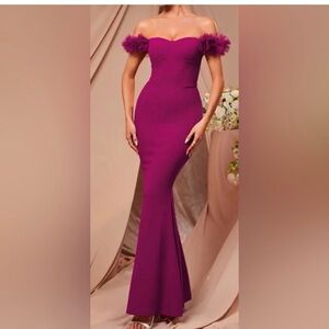 Ruffled Off-the-Shoulder Mermaid Gown